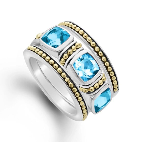Rittenhouse  Swiss Blue Topaz Stacking Rings from Lagos Sz 7 - Picture 1 of 10